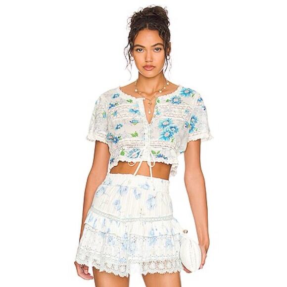 LoveShackFancy Farley Floral Crop Top - Picture 2 of 5